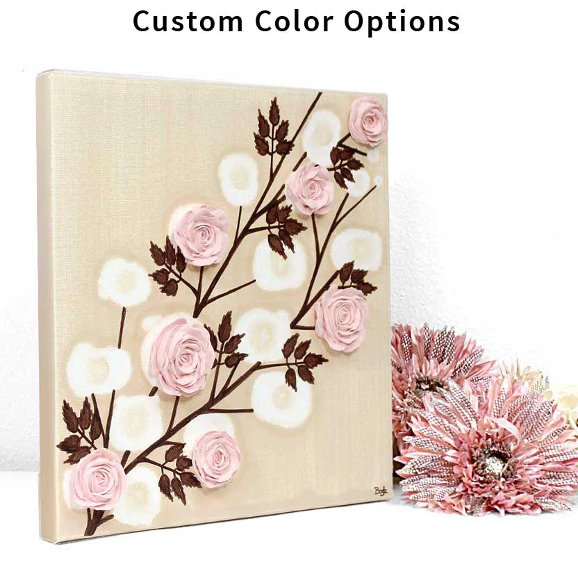 Sculpted Rose Canvas Art in Custom Colors to Match Nursery, Small